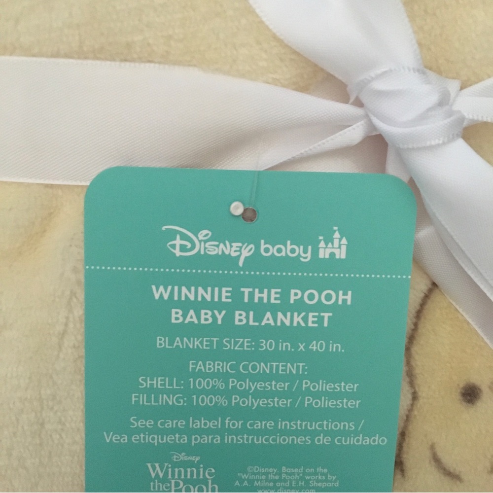 Disney Baby Blanket Winnie the Pooh Reversible Yellow Warm Soft Cozy 30x40” NEW - Picture 6 of 6